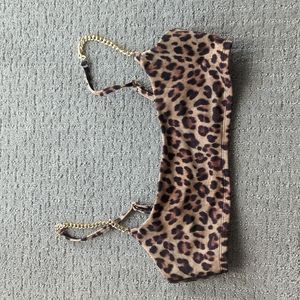 Cheetah print sports bra with gold chain straps